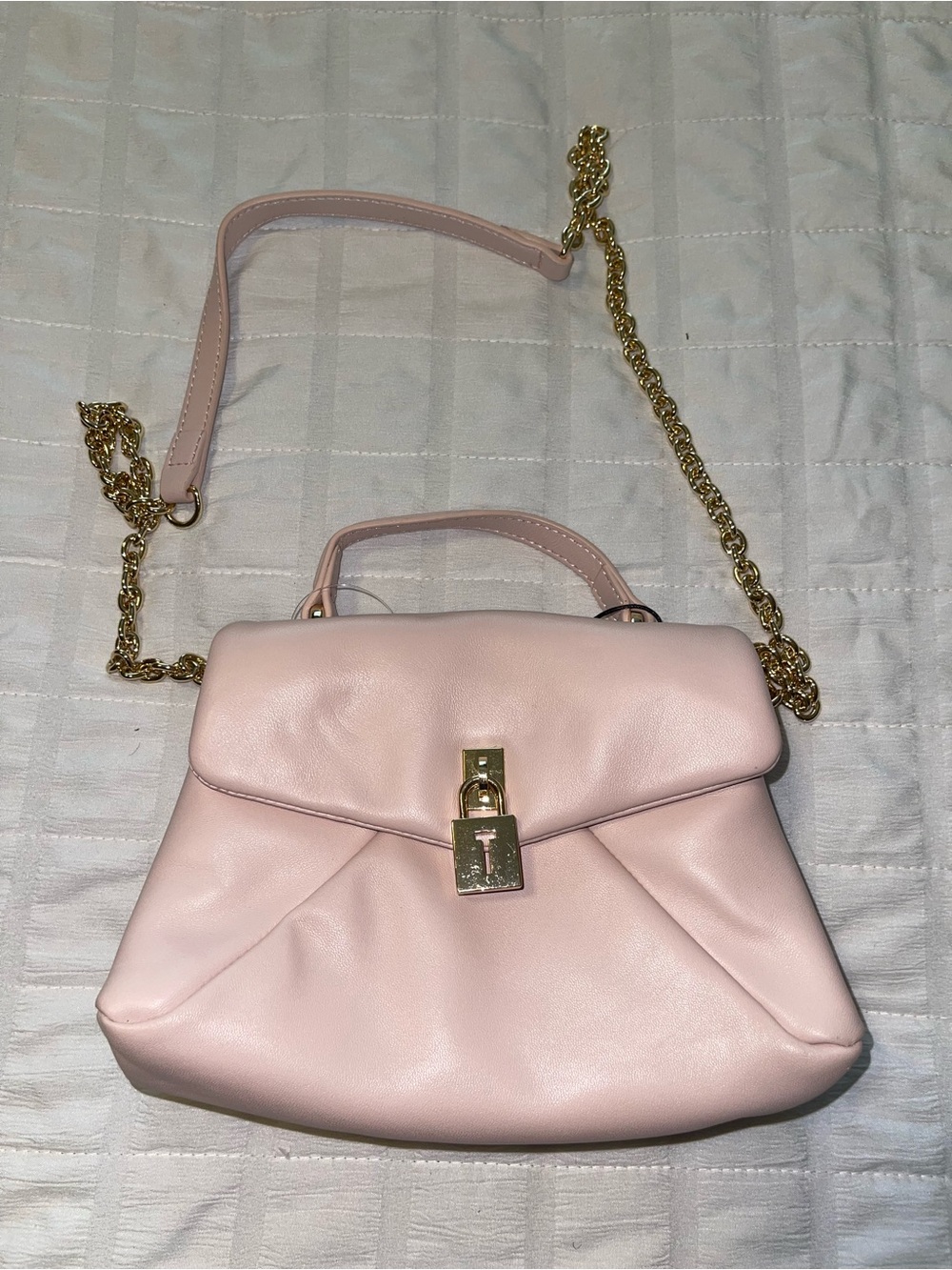 Ted Baker London Light Pink Leather Satchel with Gold Chain
